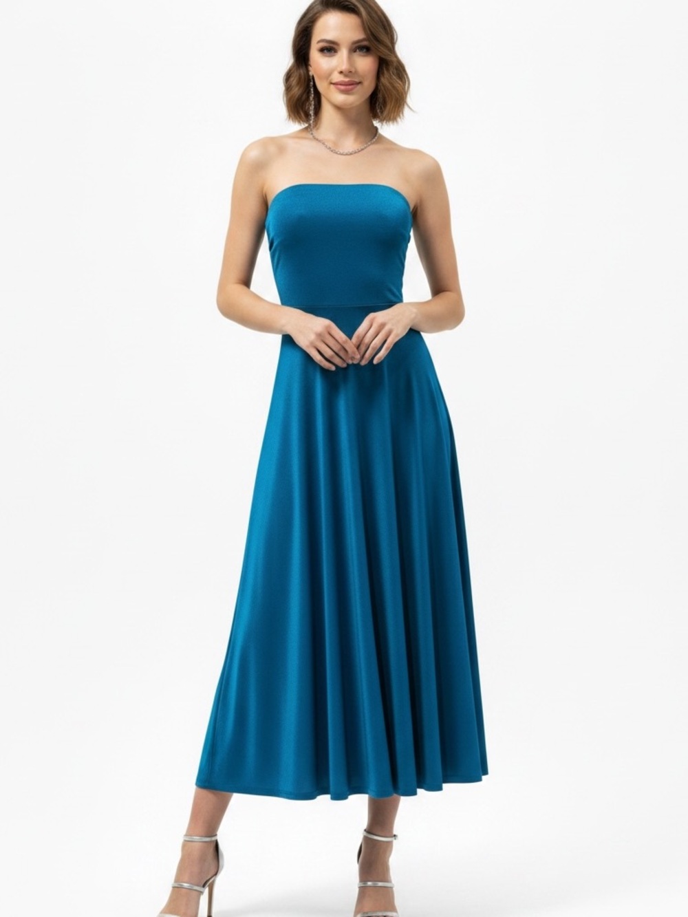 Maeve by Anthropologie Strapless Teal Midi Tube Dress - Picture 5 of 14
